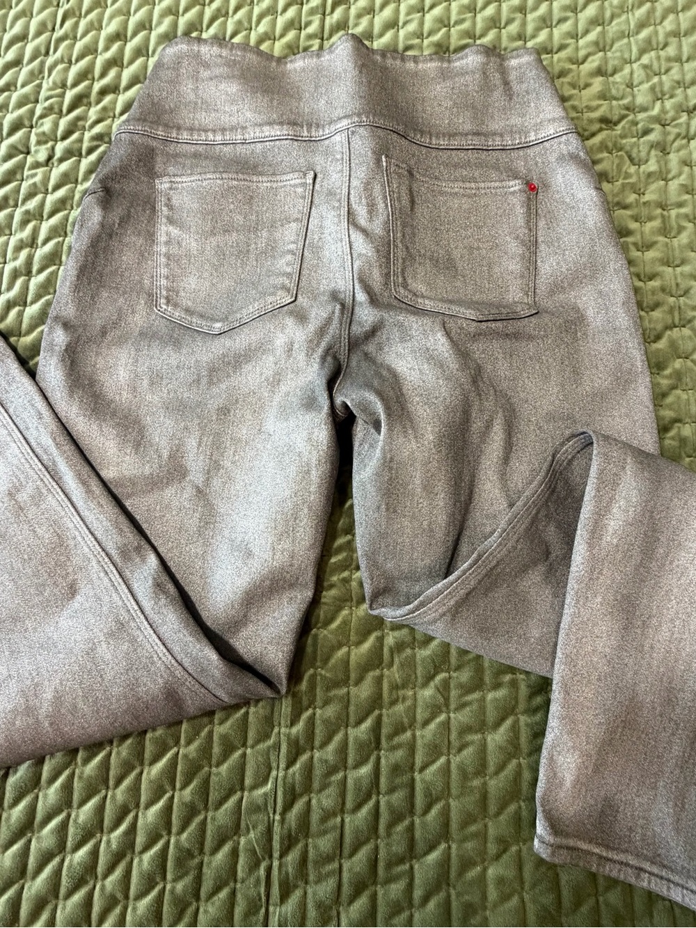 SPANX pewter shimmer gray pull‎ on jeans size XL - Picture 13 of 13